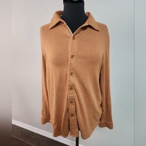 The Normal Brand Button-Up Knit Shirt | Tan Heather | Soft Casual Top